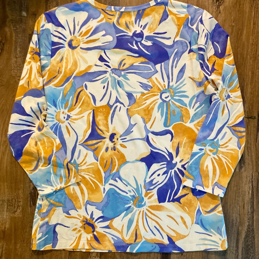 J McLaughlin Catalina Cloth Floral Watercolor Scoop Neck Top Resort Luxury EUC - Picture 9 of 13